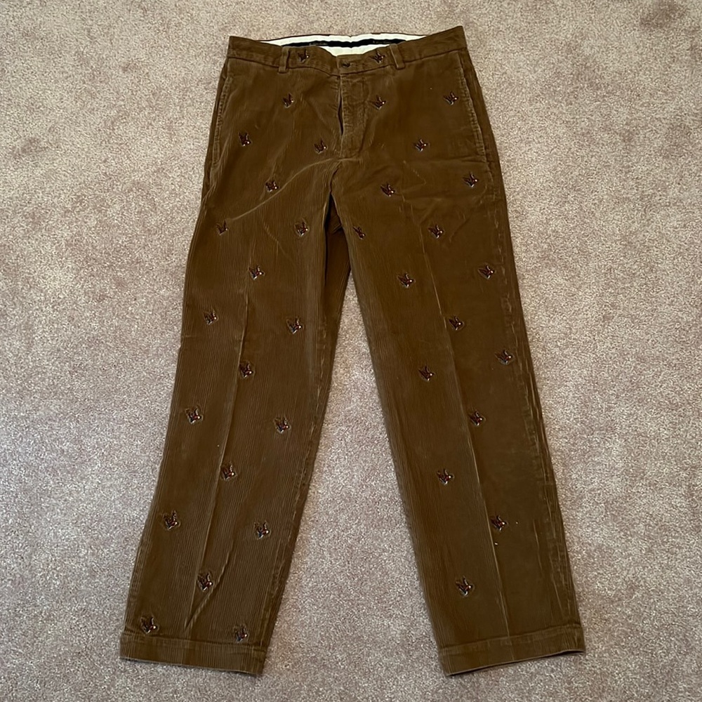 Brooks Brothers Hudson Wide Wale Corduroy Pants Embodied Ducks Brown 33x30